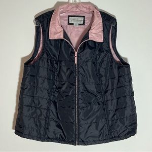WEATHER TAMER vest black pink size 1X zip front pockets